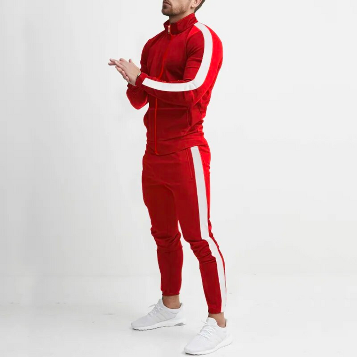 Herrslim-fit träningsdräkt – Slät zip-up sportkläder för aktiva och avslappnade dagar