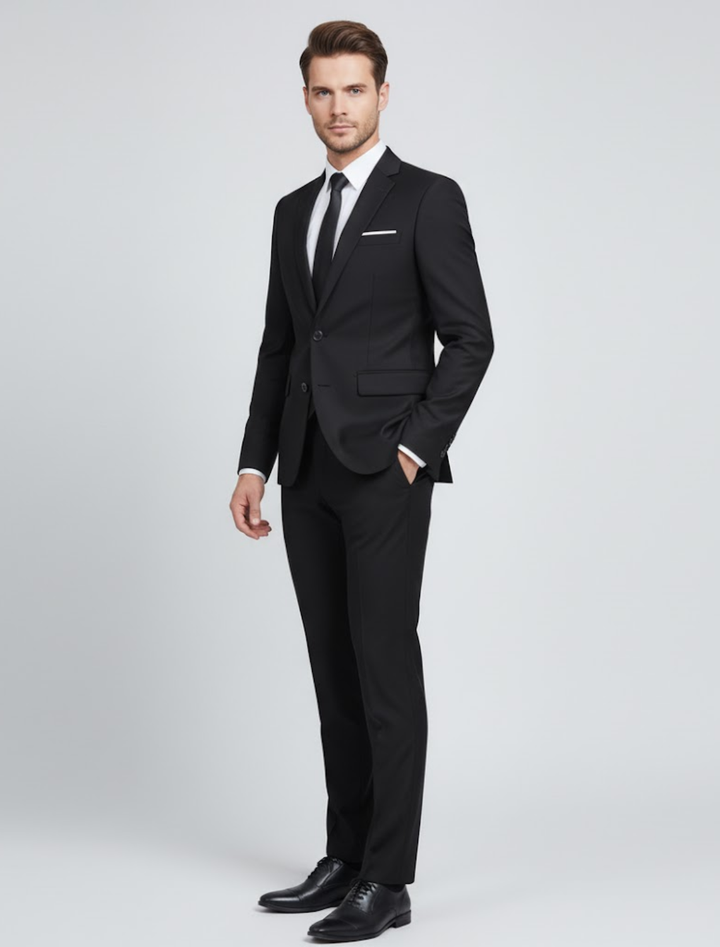Herr Slim-Fit Tvådelad Kostym – Modern Vår- och Sommarpassform för Kontor och Formella Evenemang