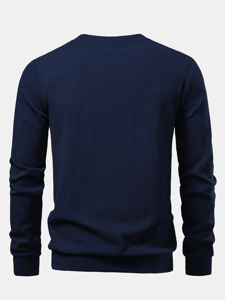 Mäns texturerad crewneck sweatshirt – Regular fit för vardagligt bruk under kallare dagar