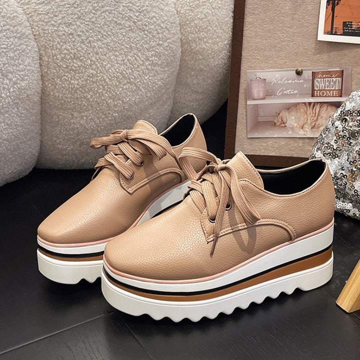 Kvinnors Plattform Snörning Chunky Sula Oxford Skor