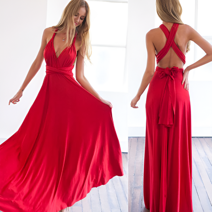 Kvinnors Multiway Wrap Maxi Klänning Konvertibel Elegant Aftonklänning