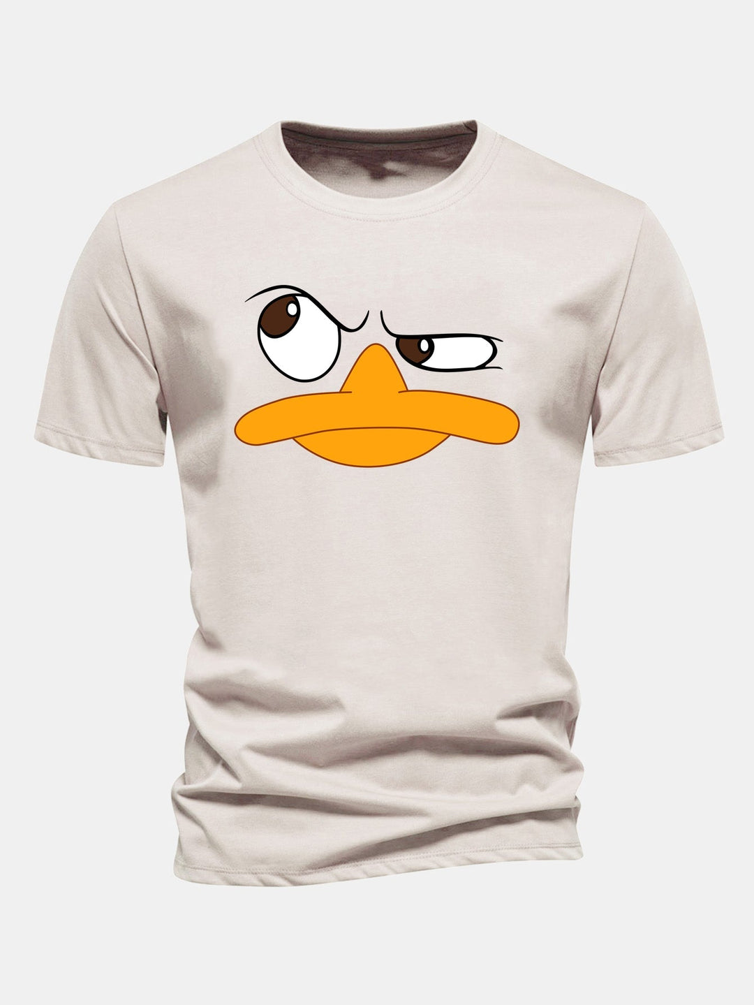 Herrens Grafiska T-shirt med Tecknad Ansiktstryck, Avslappnad Passform