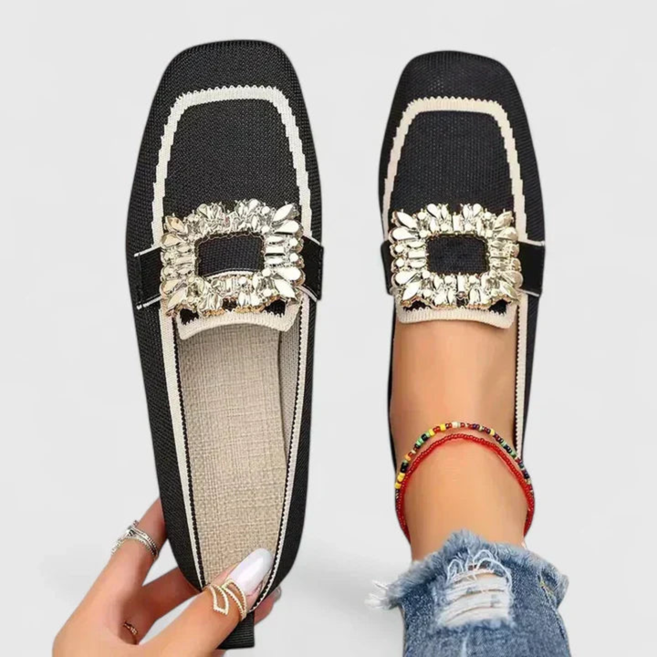 Kvinnors Kristallspänne Loafers – Dekorerade Slip-On Flats för Smart Casual Användning