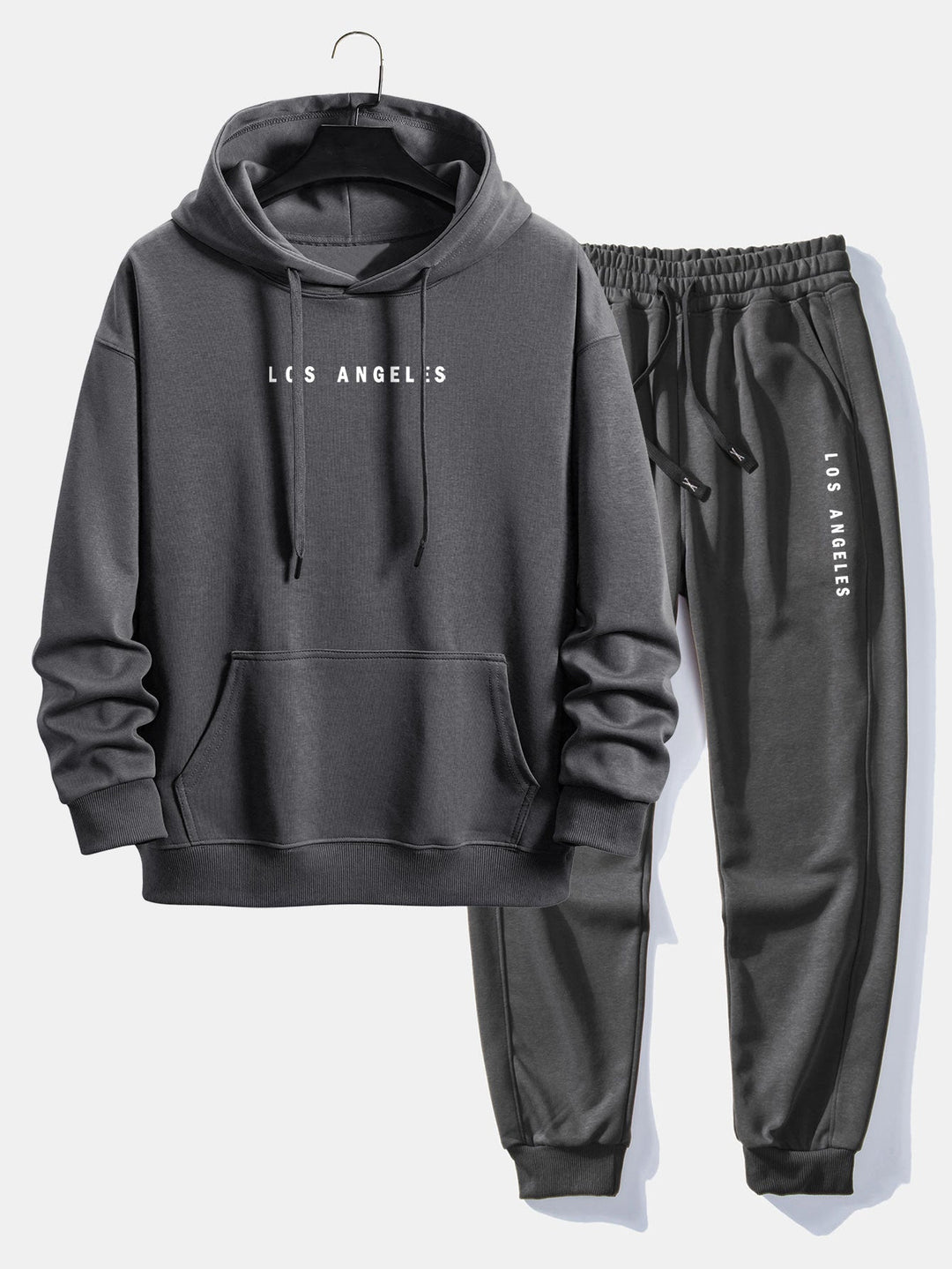Herrars avslappnade hoodie-träningsoverall i bomullsblandning – Tryckt jogger-set för avslappnad stadsklädsel