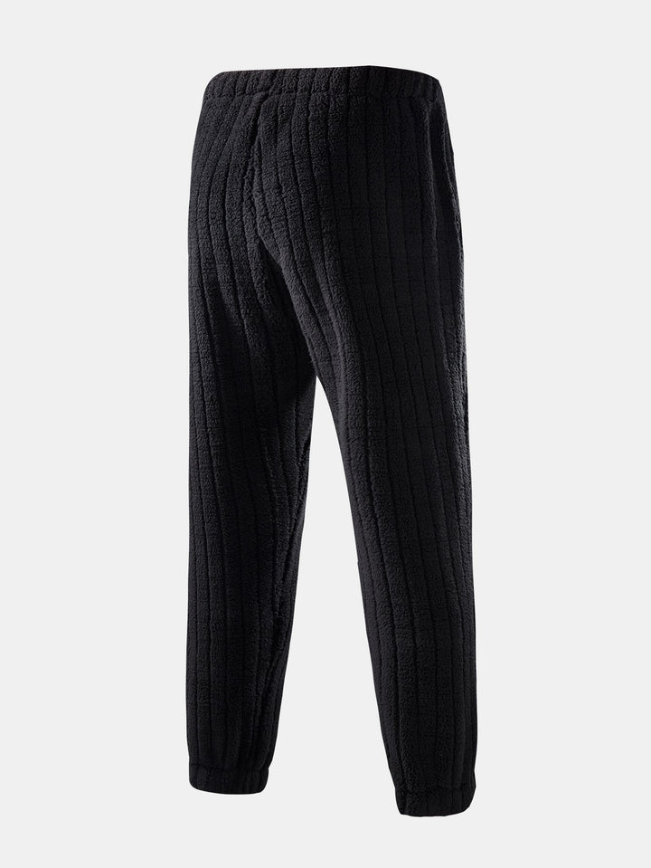 Herrars Zip-Up Teddy Fleece Träningsoverall – Varmt Avslappnat Set för Vintercasual