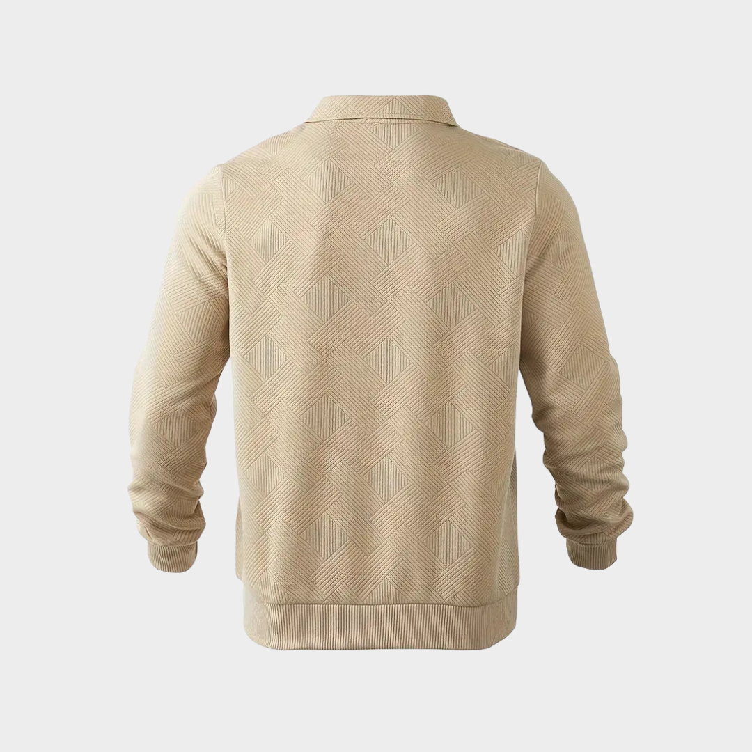 Herrars Texturerad Halv-Zip Sweatshirt – Smart Casual Polo Stil för Kallare Dagar