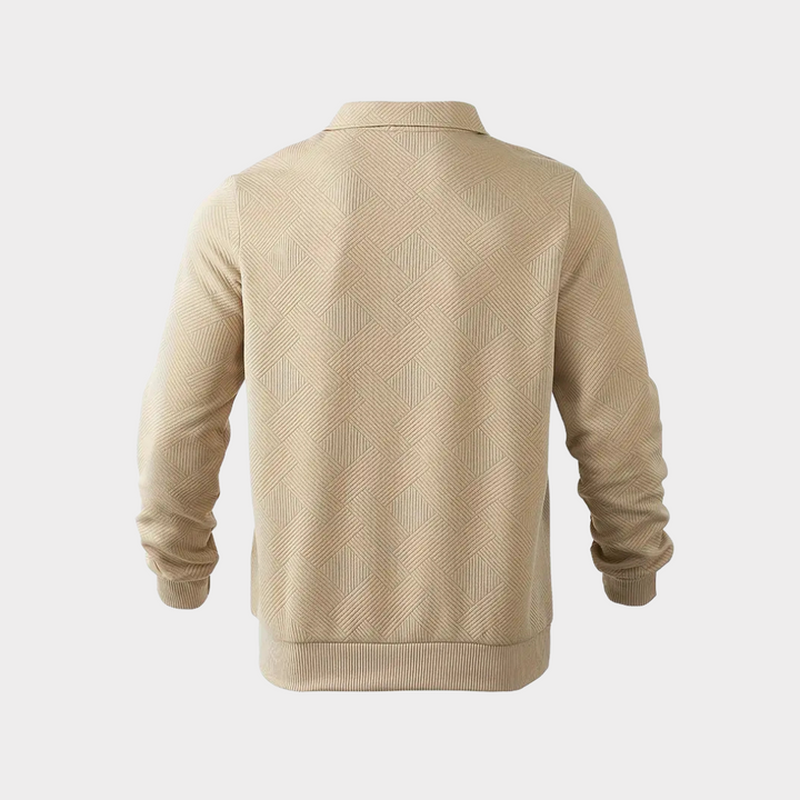 Herrars Texturerad Halv-Zip Sweatshirt – Smart Casual Polo Stil för Kallare Dagar