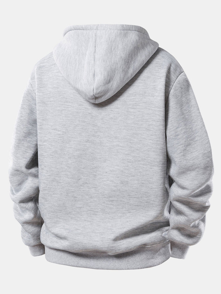 Herrarnas Quarter-Zip Hoodie Träningsoverall – Avslappnad Jogger Set för Resor och Casual Streetwear
