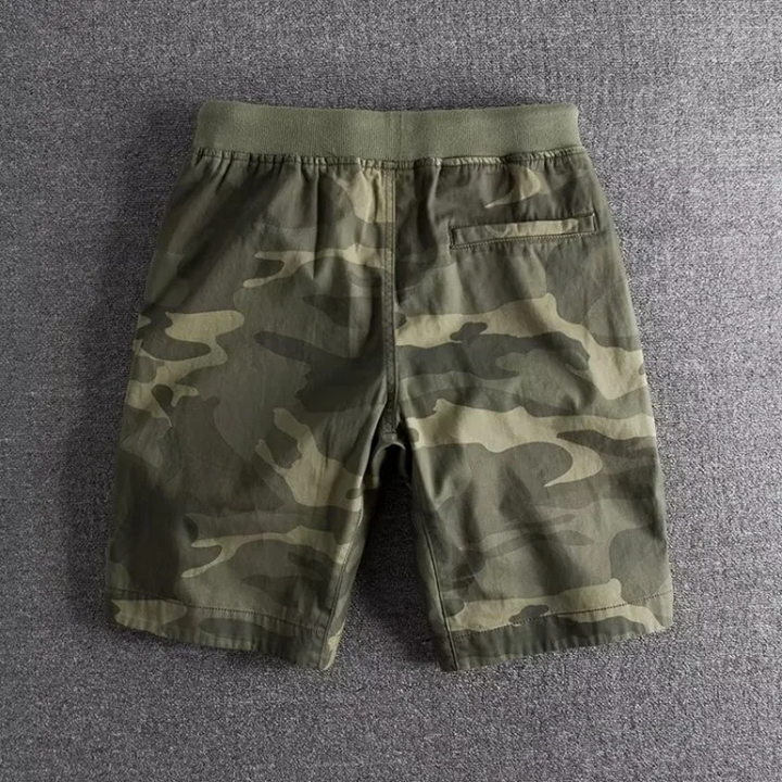 Herrarnas tryckta shorts med dragsko och elastisk midja