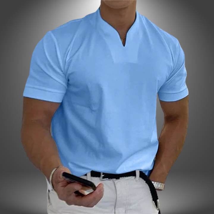 Herrars Notch Neck Slim Fit Kortärmad T-shirt