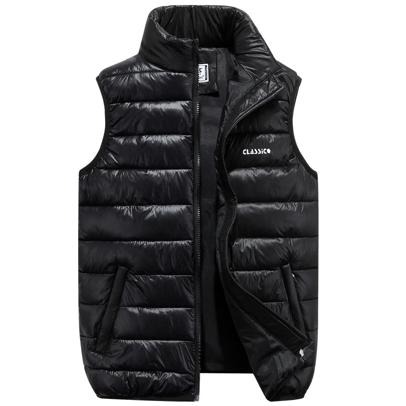 Herrars Padded Bodywarmer Ärmfri Jacka Dragkedja Framsidan Lätt Isolerad Väst