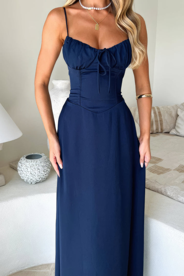 Kvinnors Strappy Korsett Detalj Flödande Maxi Sommarklänning