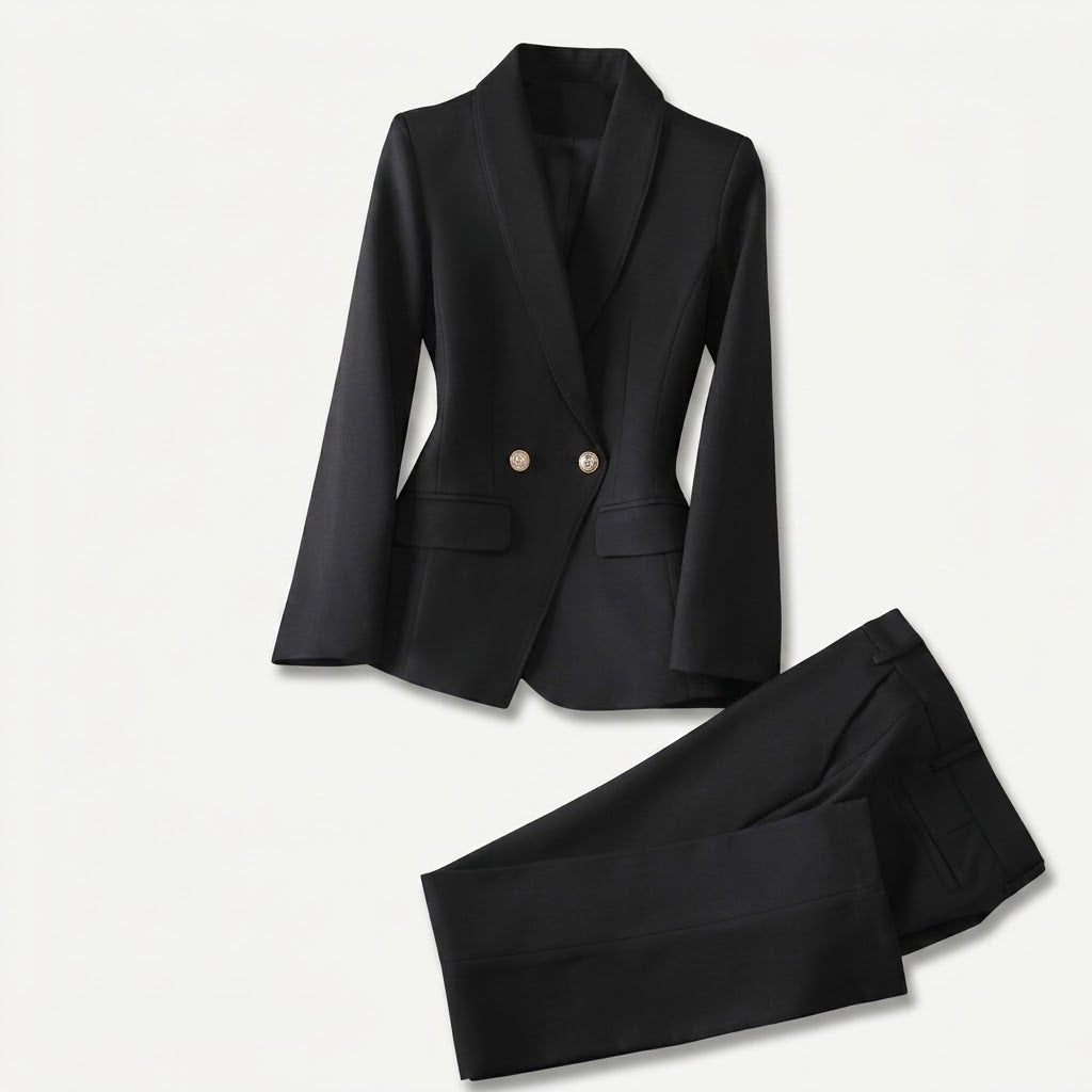 Kvinnors Strukturerad Byxdress – Skräddarsydd Blazer Set för Affärs- och Kvällsbruk