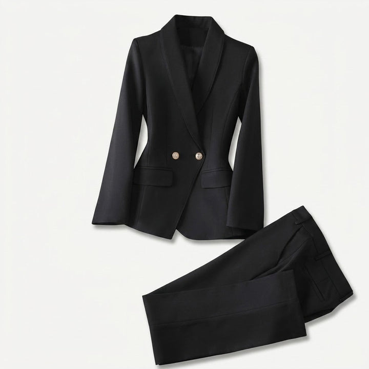 Kvinnors Strukturerad Byxdress – Skräddarsydd Blazer Set för Affärs- och Kvällsbruk