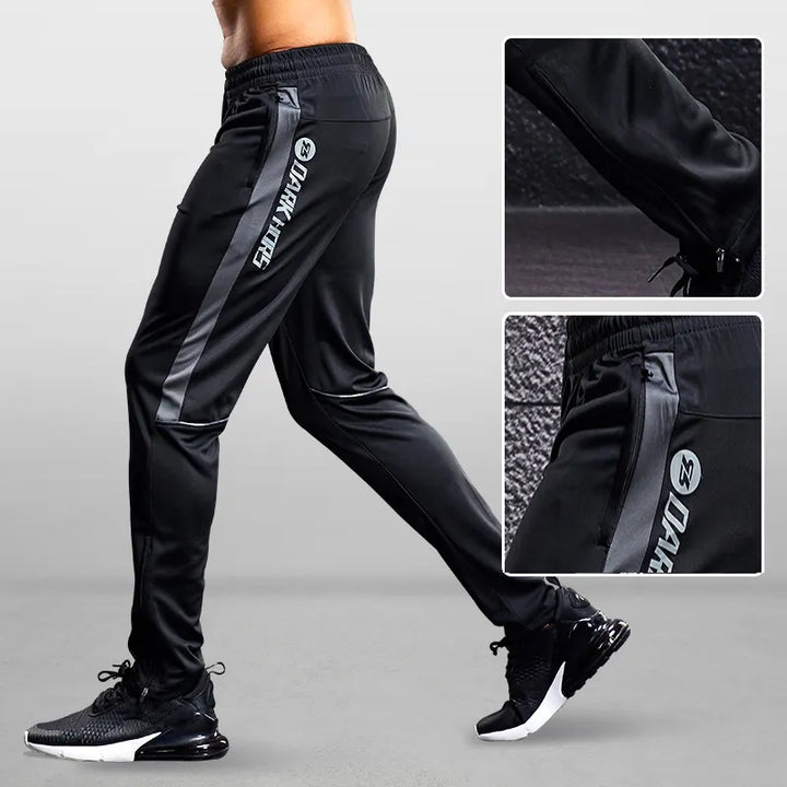 Herrars Sport Joggerbyxor med Dragkedjefickor, Tapered Fit, Lätta Träningsbyxor