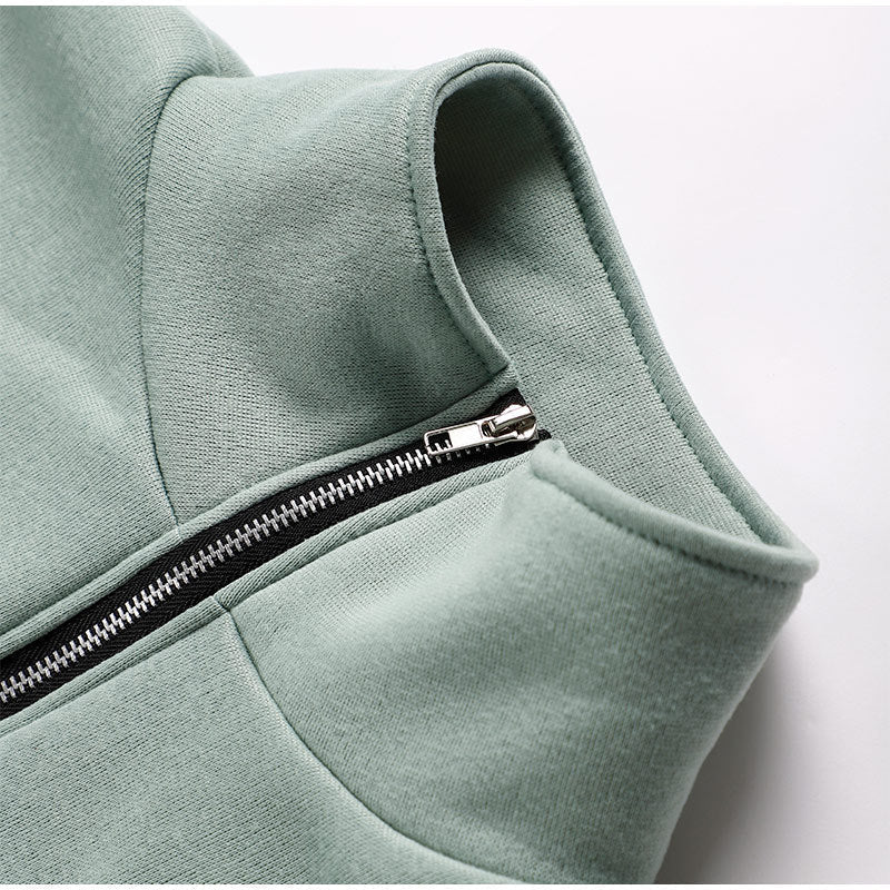 Kvinnors Halv-Zip Sweatshirt och Jogger Set – Avslappnad Tvådelad Sportig Stil