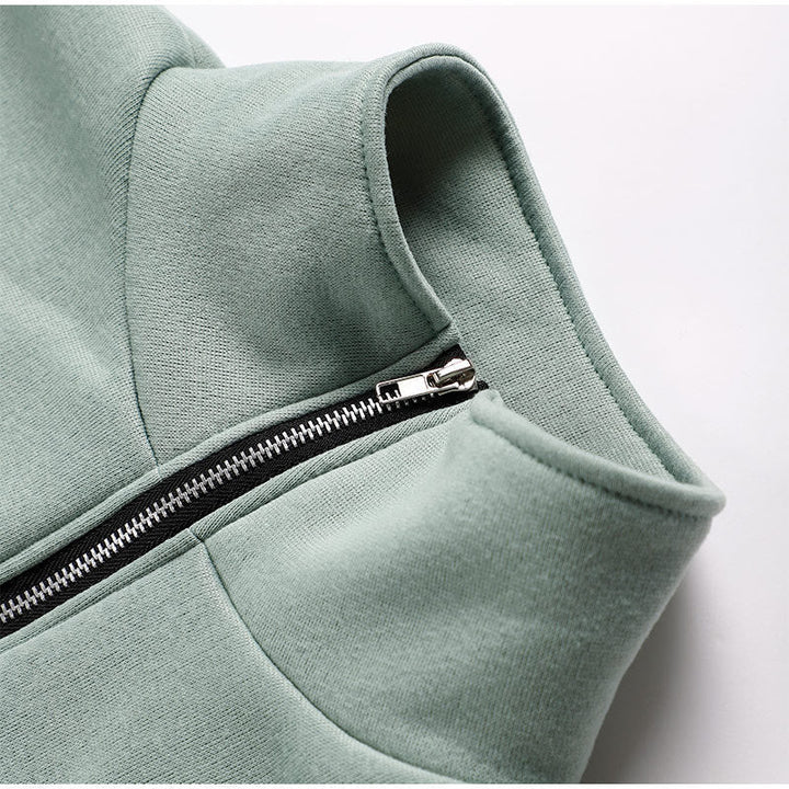 Kvinnors Halv-Zip Sweatshirt och Jogger Set – Avslappnad Tvådelad Sportig Stil