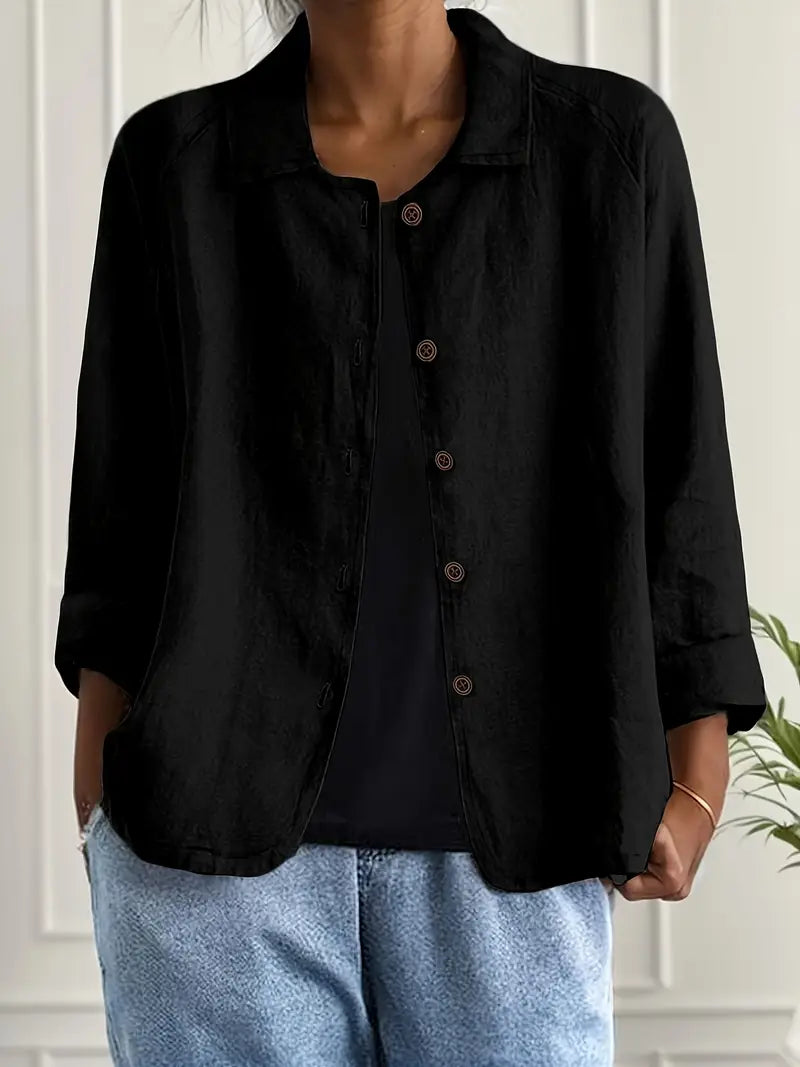Kvinnors Lätta Knapp-Front Tröja Cardigan Casual Lager
