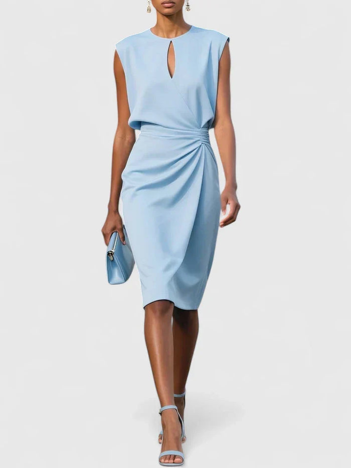 Kvinnors Rynkad Midja Midi Klänning Elegant Tillfälle Stil