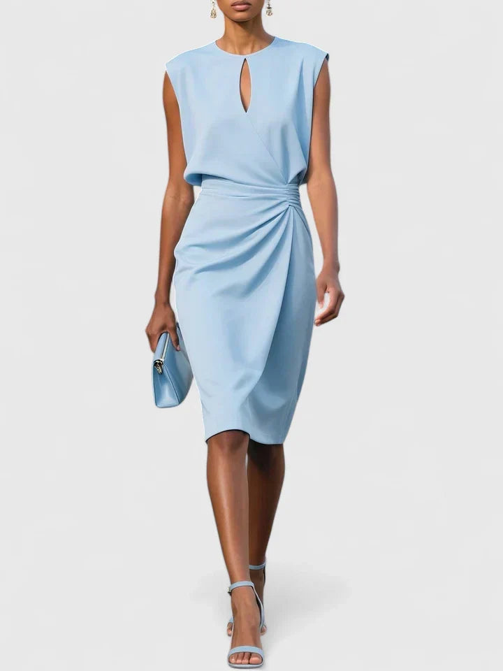 Kvinnors Rynkad Midja Midi Klänning Elegant Tillfälle Stil