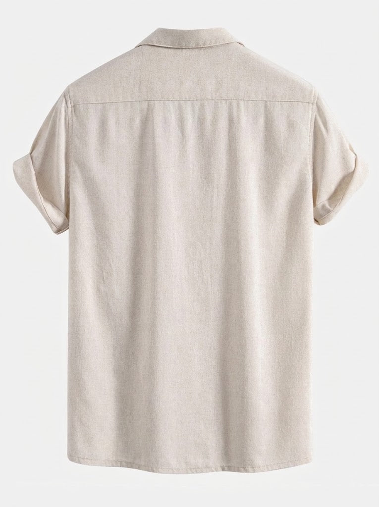 Herrars Avslappnade Sommar Skjorta och Byxor Set – Kubansk Krage Smart Casual Outfit