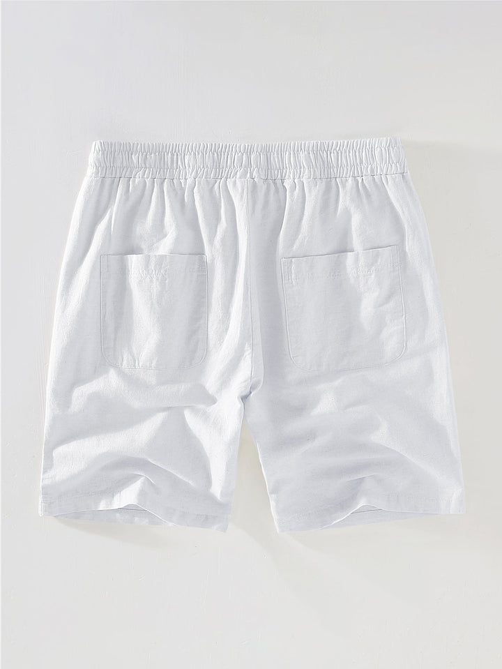 Herrarnas Mesh Cuban Skjortset – Linneblandning Dragsko Shorts för Sommarsemester