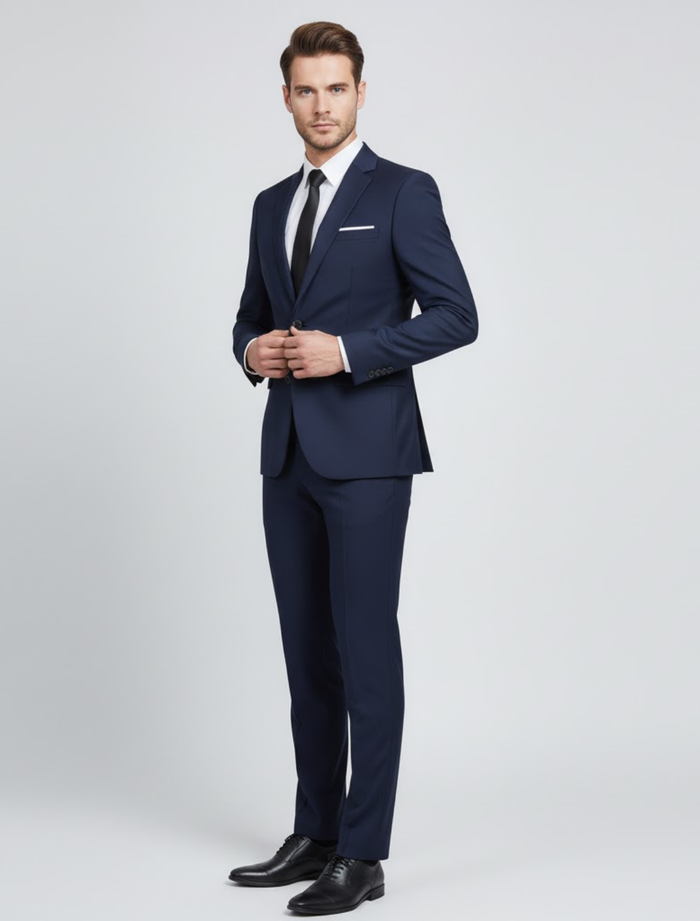 Herr Slim-Fit Tvådelad Kostym – Modern Vår- och Sommarpassform för Kontor och Formella Evenemang