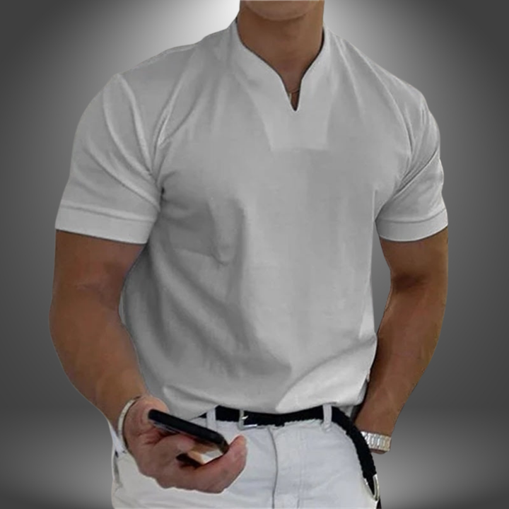 Herrars Notch Neck Slim Fit Kortärmad T-shirt