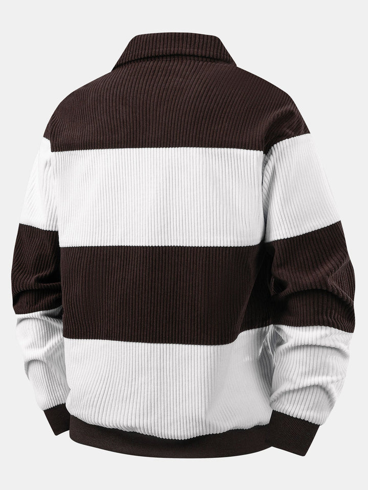 Herrarnas Corduroy Polo Sweatshirt – Avslappnad Retro Lager för Höst och Vinter