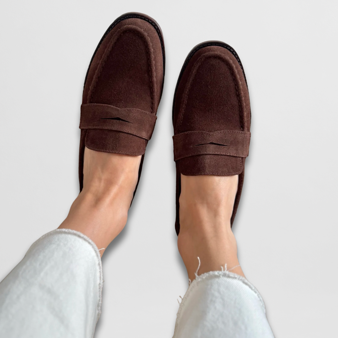 Kvinnors Suede Penny Loafers Klassiska Platta Vardagsskor