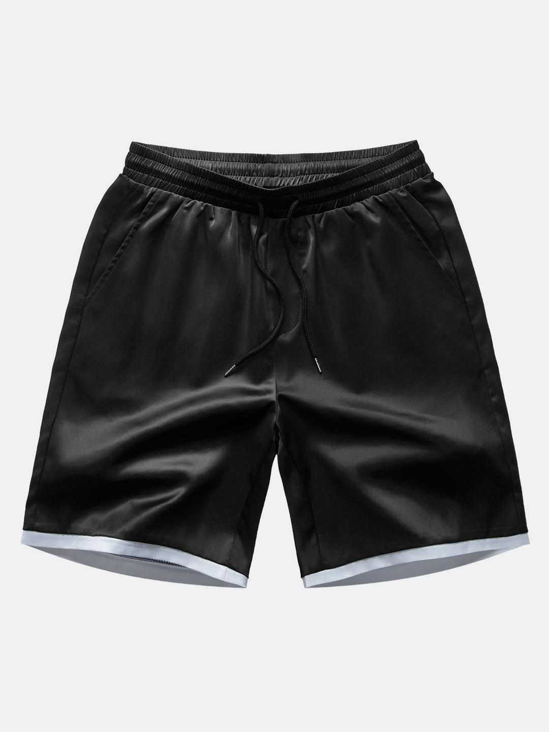 Herrars Släta Satin Co-Ord – Kortärmad Skjorta och Dragsko Shorts för Sommarkvällar