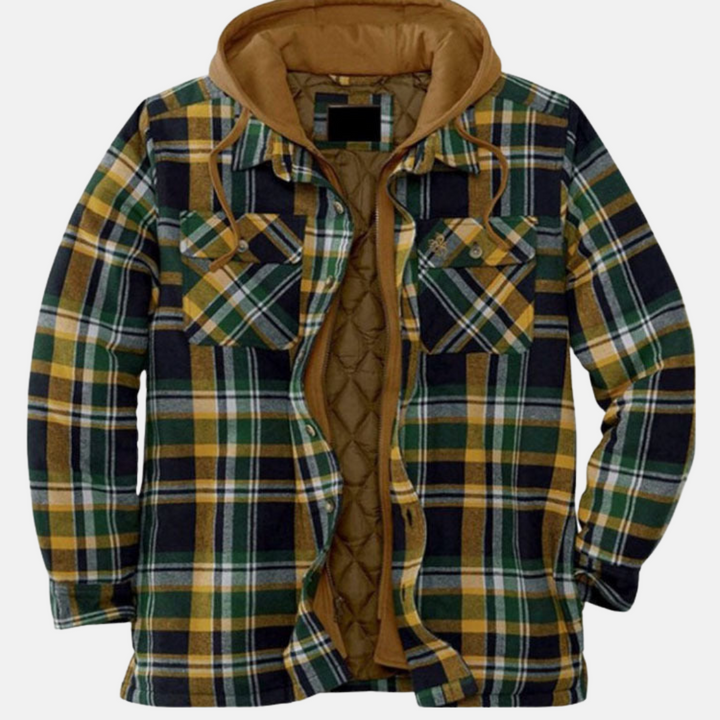 Herrarnas Varm Hooded Overshirt Jacka – Tryckt Vadderad Lager för Utomhusbruk