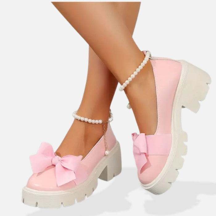Dam Plattform Loafers med Rosett och Chunky Sula