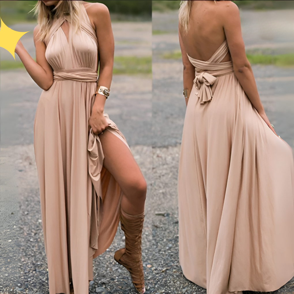 Kvinnors Multiway Wrap Maxi Klänning Konvertibel Elegant Aftonklänning