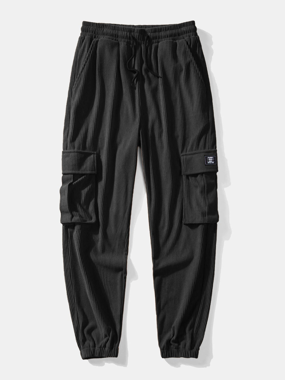 Herrars Corduroy Skjorta och Cargo Jogger Set – Avslappnad Höst Streetwear Co-Ord