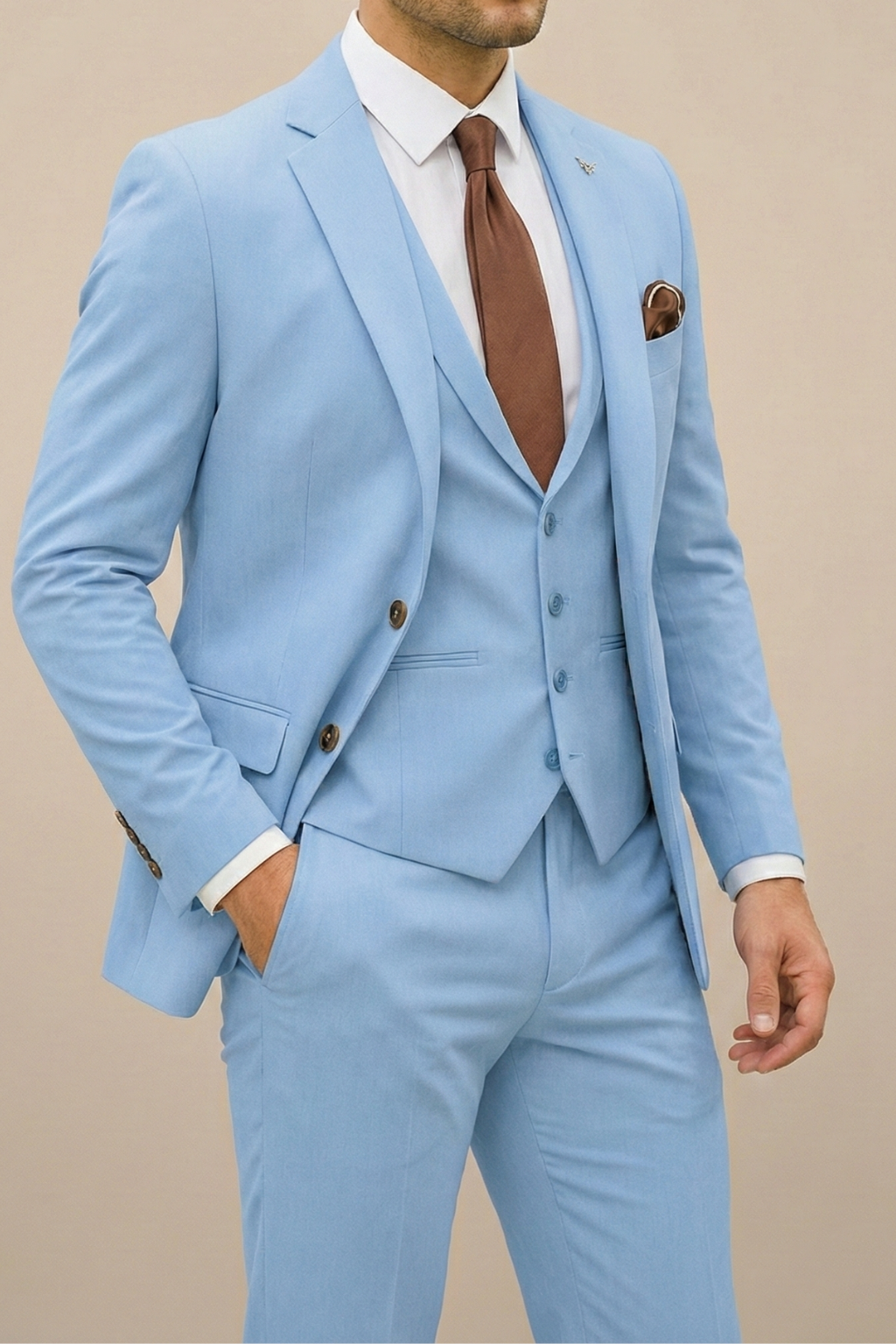 Herrens Slim Fit Tre-delade Kostym – Skräddarsydd Vårstil för Bröllop och Affärer