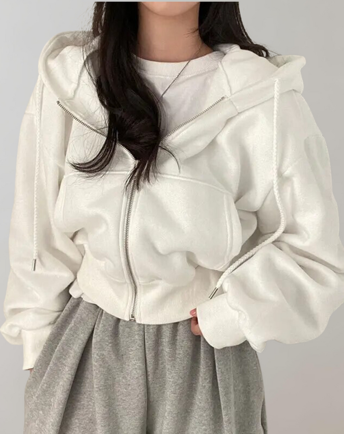 Kvinnors Hooded Zip Sweatshirt – Mjuk Bekväm Andningsbar Avslappnad Vardaglig Lounge Aktivkläder