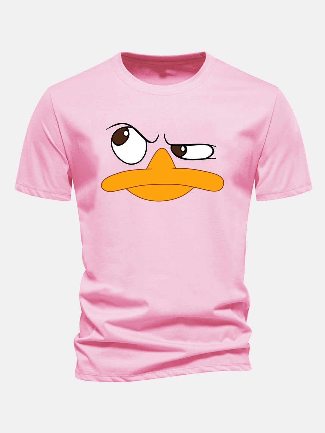Herrens Grafiska T-shirt med Tecknad Ansiktstryck, Avslappnad Passform