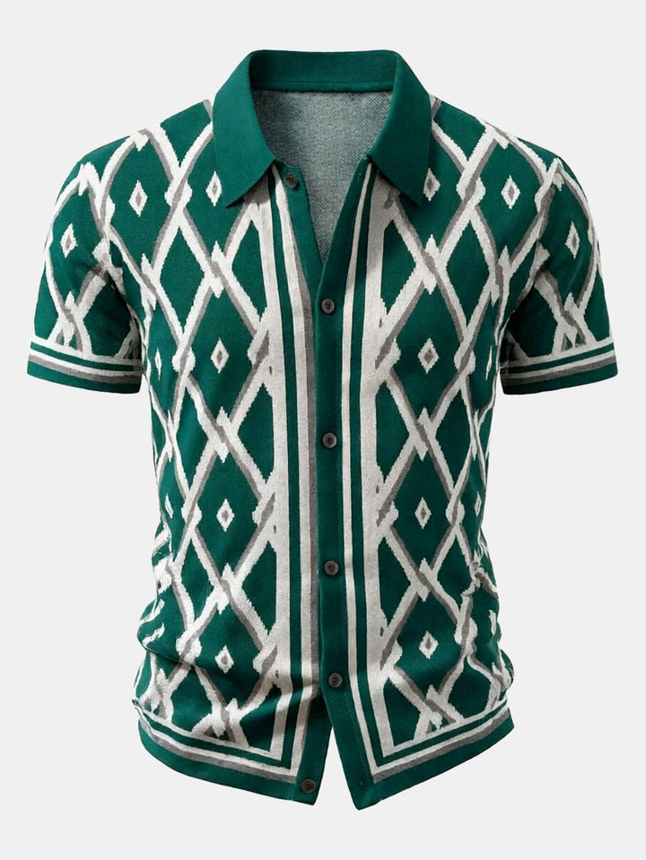 Herrers Viskos Stickad Skjorta och Avsmalnande Byxor Set – Smart Casual Sommaroutfit