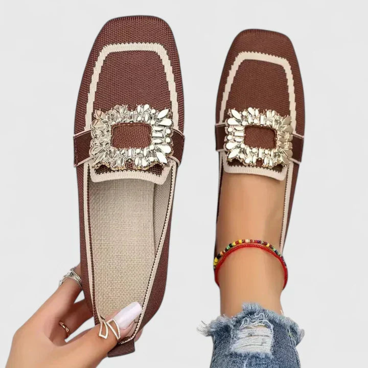 Kvinnors Kristallspänne Loafers – Dekorerade Slip-On Flats för Smart Casual Användning