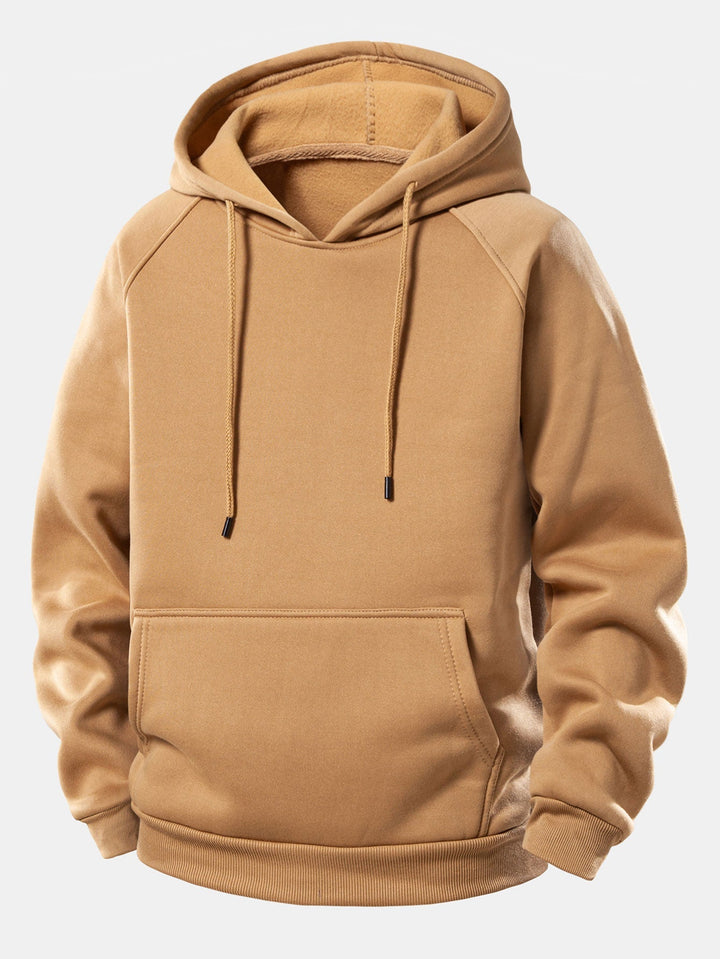 Herrens Raglan Hoodie Träningsdräkt – Regular Fit Polyester Set för Vardagscasual