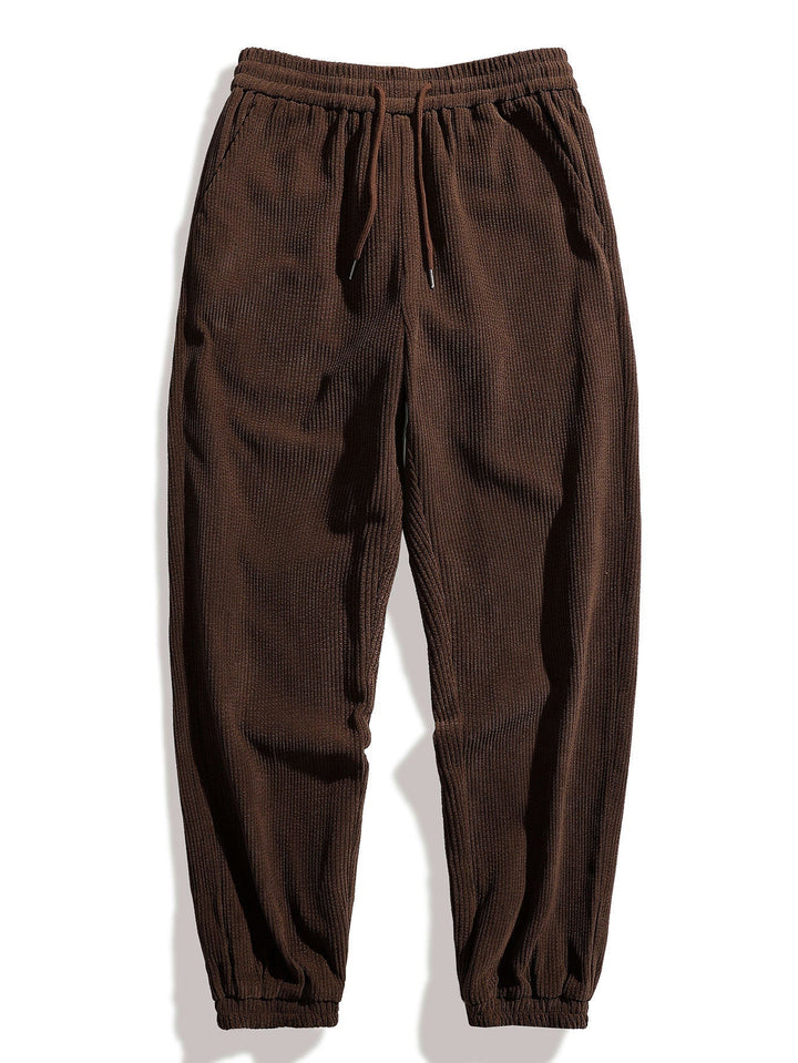 Herrars kordflöjlsko-ord med overshirt och joggers – Avslappnad tryckt casual set