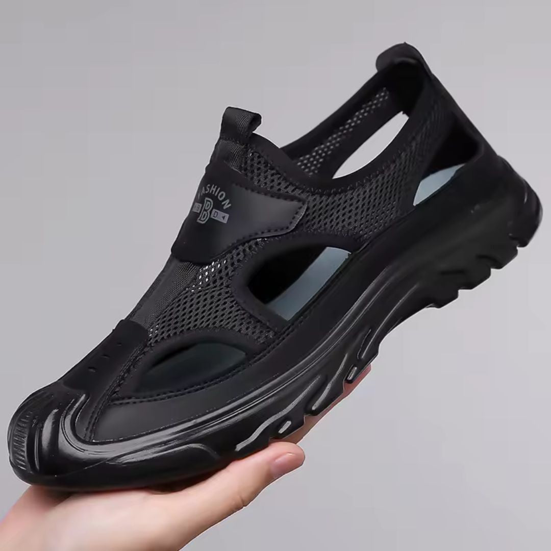 Herrarnas Stängda Tå Mesh Trekking Sandaler med Robust Grepp Sula