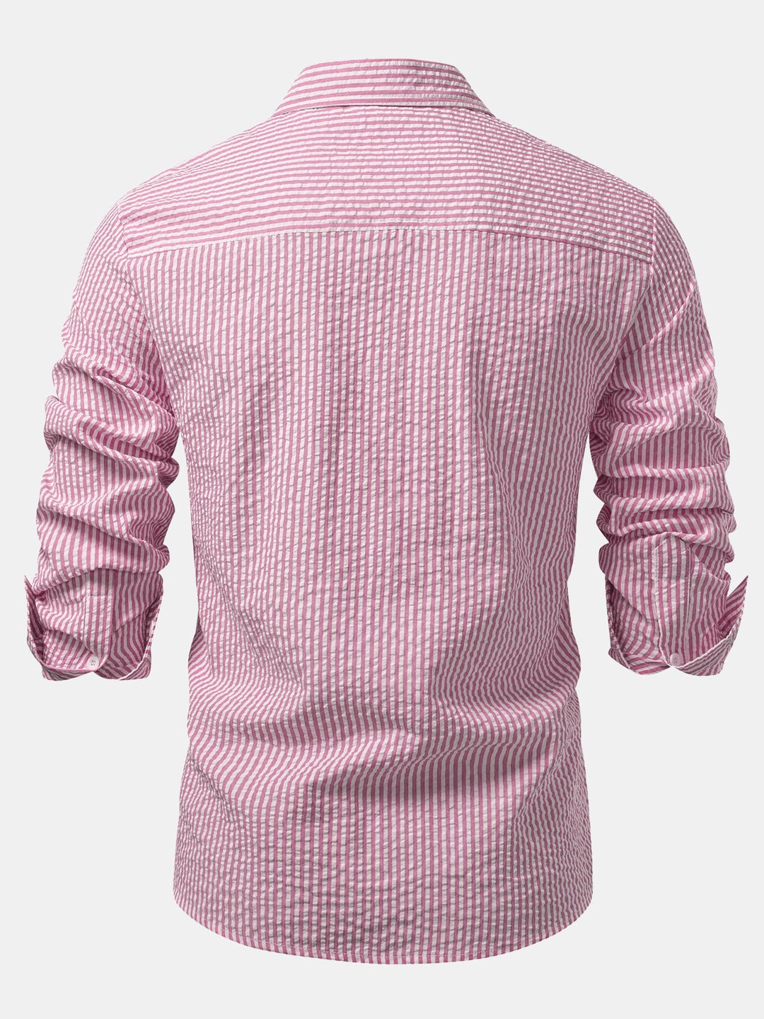 Herr Seersucker Skjorta med Knapp – Regular Fit Smart Casual Lager för Arbetsdagar och Helger