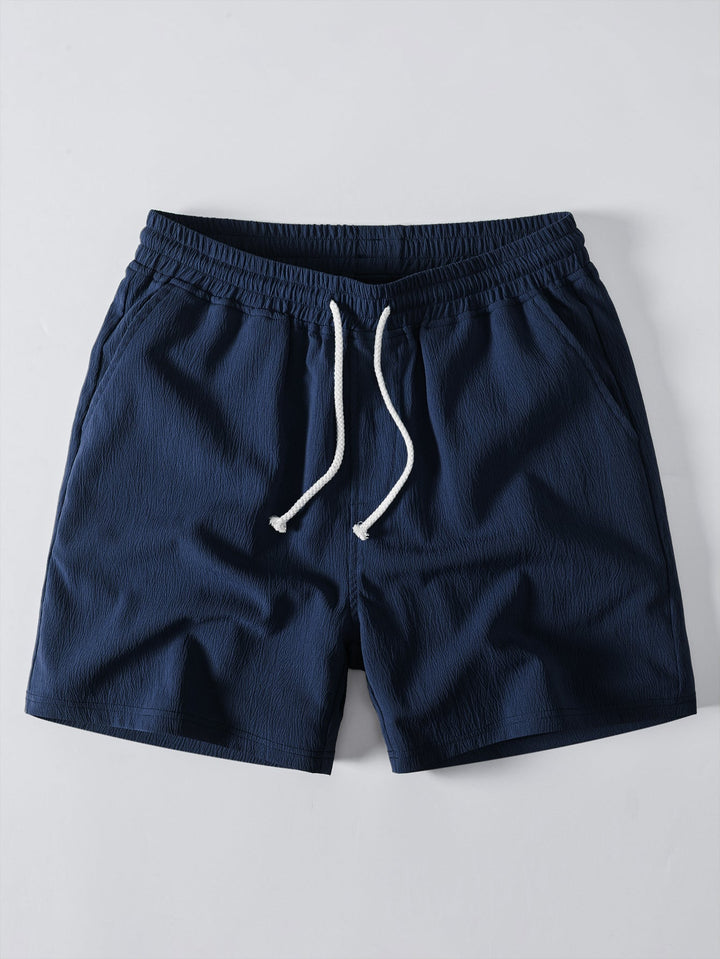 Herrens Krinklad Kubansk Krage Co-Ord – Lättviktig Skjorta och Drawstring Shorts