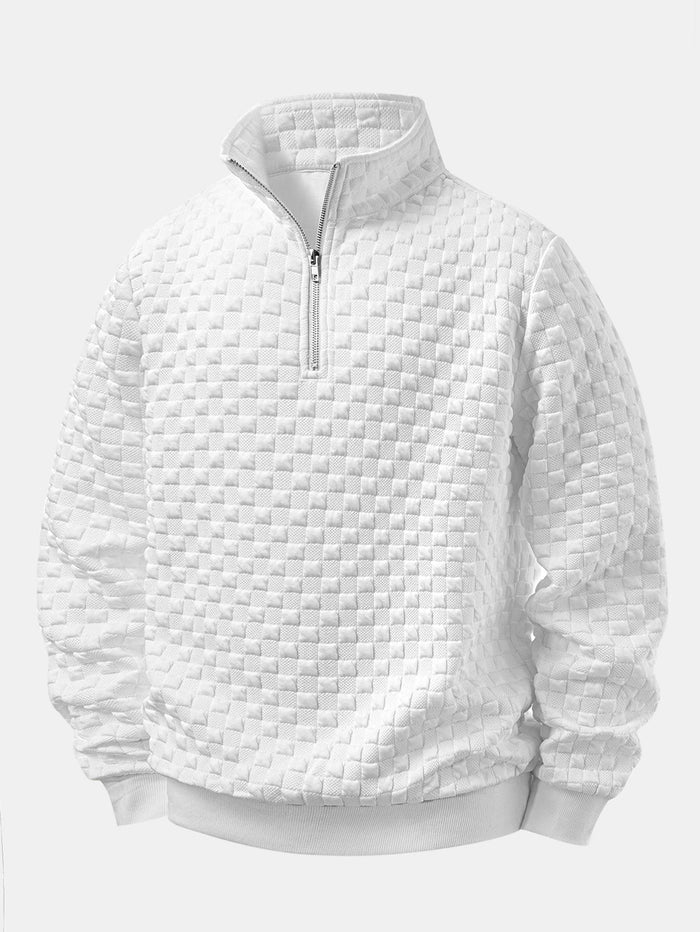 Herrens Jacquard Quarter-Zip Sweatshirt – Texturerad Regular-Fit Lager för Hösthelger