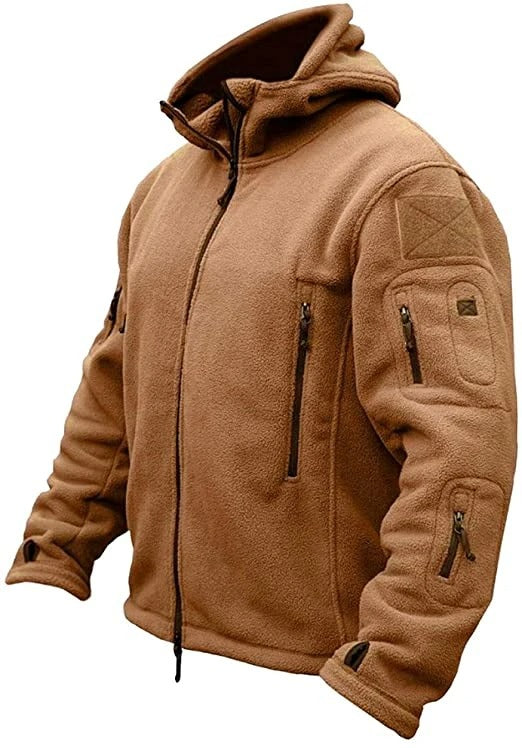 Herrarnas Hooded Fleece-jacka – Varm flerficksutomhuslager för vandring och vardagsbruk