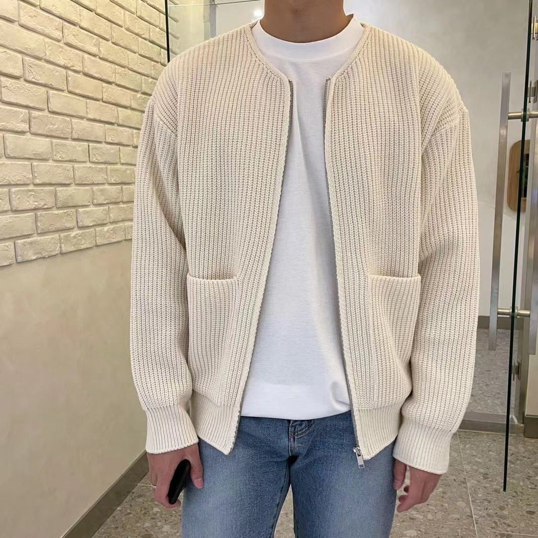 Herrar Högkrage Stickad Tröja – Varm Bekväm Stilig Avslappnad Smart Pullover