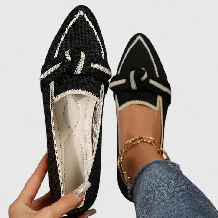 Kvinnors Spetsig Tå Loafers med Knutdetalj, Avslappnade Flats