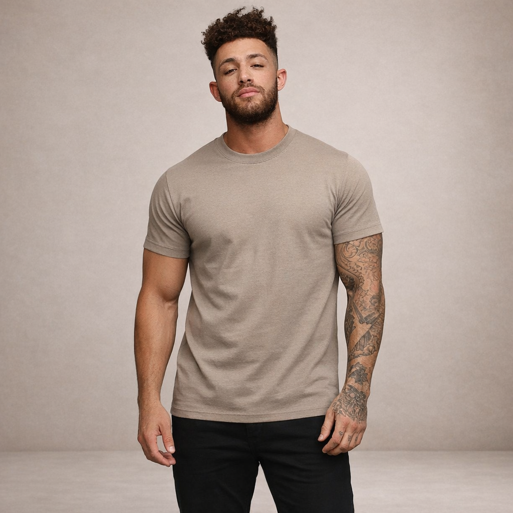 Herr Slim Fit Crew Neck Essential Cotton T-Shirt